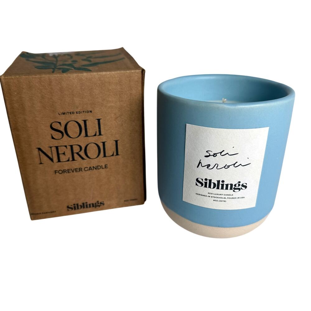 Siblings Refillable Forever Candle Soli Neroli Limited Edition 8oz New in Box